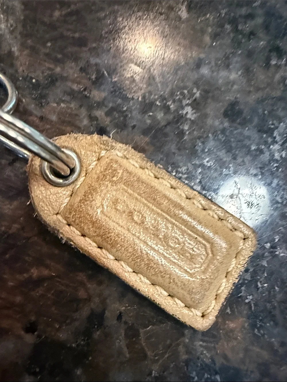 Vintage Coach Tan Leather Tassel Key & Tag Holder